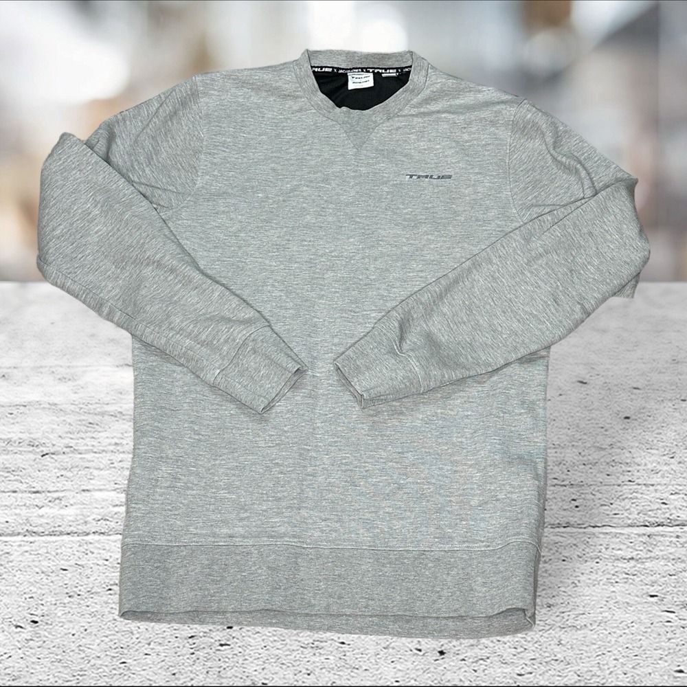 Jack & Jones x True Sweatshirt Mens L Grey Performance Mesh Lined Tech Crewneck
